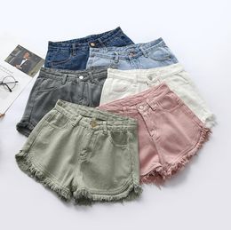 colored denim shorts