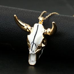 Bull Pendant Cow Resin Sweater Chain Retro Jewelry Necklace Head Bull Skull