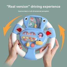 Volante de coche eléctrico para niños simulación de conducción regalo juguete educativo interactivo con copiloto de sonido ligero 
