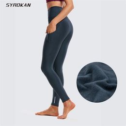 SYROKAN Womens Knee Tight Yoga Running Workout Sports Capri Leggings Pants