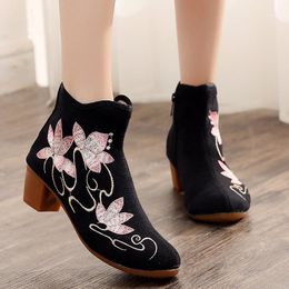Classical ankle boots womens mesh lace-ups shoes booties pointed embroidery new