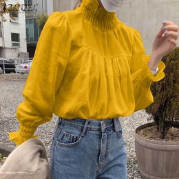 ZANZEA estilo coreano volante de las mujeres blusa de manga acampanada floja ocasional cuello en V Tops Camisas Amarillo ZANZEA estilo coreano volante de las mujeres blusa de manga acampanada floja ocasional cuello en V Tops Camisas Amarillo