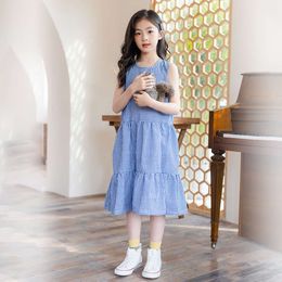 Niños Gingham Girl Lace Plaid Princess Turndown Check Traje escolar Ropa de vestir-azul 