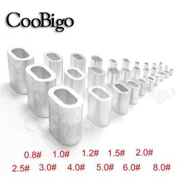 aluminum cable clips NZ - 50pcs 1 32''~5 16'' hole aluminum crimps sleeves cable ferrule stops for snare wire rope clip swage trap barrel fitting