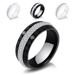 Anillo De Mujer De Cerámica De Cristal Blanco Perla Plateada Anillo De Mujer De Cerámica De Cristal Blanco Perla Plateada