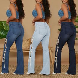 Jaycargogo Womens Fashion Side Lace Up Skinny Denim Bell Long Pant Jeans Jaycargogo Womens Fashion Side Lace Up Skinny Denim Bell Long Pant Jeans