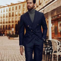 dark navy double breasted suit