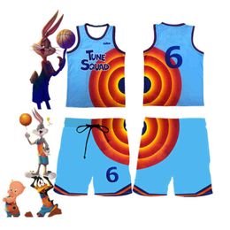 2Pcs Space Jam Basketball Costume Vest Shirt Tops Shorts Outfit Dress Kids Gift 