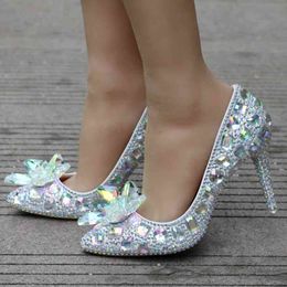 Clear Cinderella "Glass" Slipper Shoe Hi Heel Dangle Charm fit European Bracelet