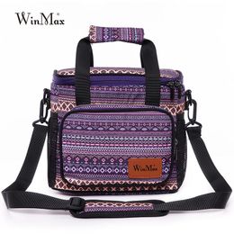 purple insulated lunch bolsa