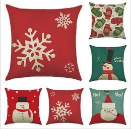 4545CM Throw Pillow Covers Santa Claus Snowman Linen Case Cushion Cover Cotton Pillowcases Sofa Decorative