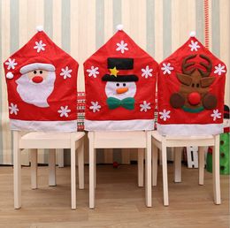 Christmas Chair Covers Santa Claus Snowman Elk Dinner Banquet Back Party Home Decor OOA3461