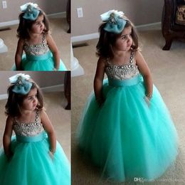 mint green and white flower girl dresses