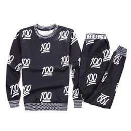 Wholesale 100 Emoji Jogger Outfits For Men Joggers Suit Black Emoji Outfit Emoji Set Joggers and Sweatshirt Set Couples Joggers Outfits For boys