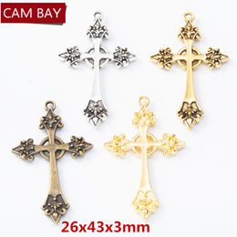 20pcs Pack Retro Silver Metal Alloy Hollow Rosary Cross Crucifix Pendant Charms
