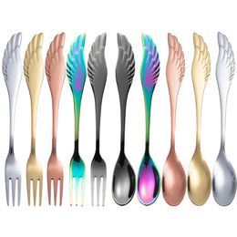 7pcs acero inoxidable pastel de frutas horquilla café cucharilla cisne soporte cubiertos set