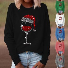 Femmes O-cou Xmas Noël Floral Print Blouse manches longues Blouse Sweatshirt Femmes O-cou Xmas Noël Floral Print Blouse manches longues Blouse Sweatshirt