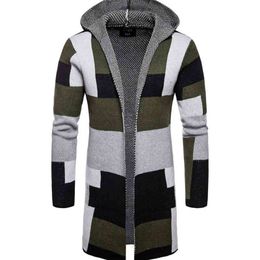 Emerayo Men Coats Winter Clearence,Mens Hooded Solid Knit Trench Coat Jacket Cardigan Outwear 