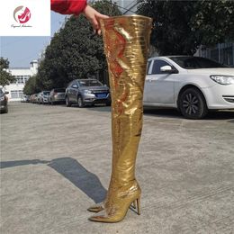 gold thigh boots