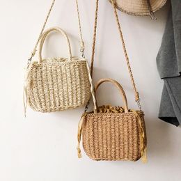 Bolso de playa redondo de paja Vintage hecho a mano bandolera tejid XYX Bolso de playa redondo de paja Vintage hecho a mano bandolera tejid XYX