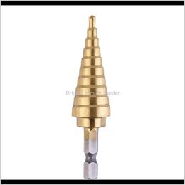 Vástago hexagonal Paso Taladro Cono Broca agujero Groove metal cortador de madera Vástago hexagonal Paso Taladro Cono Broca agujero Groove metal cortador de madera