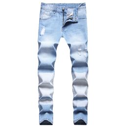 Buy Light Blue Ripped Jeans Men Online Shopping At Dhgate Com