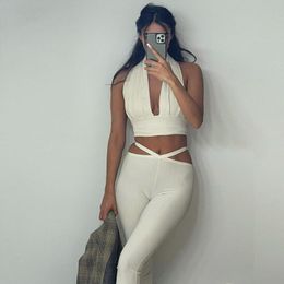 White Crop Top Pants Set Australia 