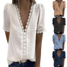 Camisa de las mujeres de manga larga de cuello redondo de encaje de flores Tops Slim Fit tire de Cierre Camisa de las mujeres de manga larga de cuello redondo de encaje de flores Tops Slim Fit tire de Cierre