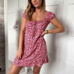 Vestido De Mujer Manga Corta Estampado Pecho Abrigo Tobillo- Vestido De Mujer Manga Corta Estampado Pecho Abrigo Tobillo-