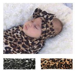 Headwear Stretch Soft Leopard Print Head Wrap Baby Girls Headband Sequin Bow