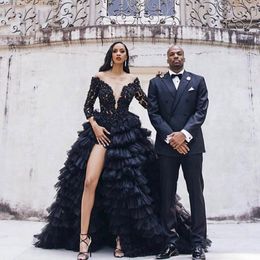 black puffy prom dress