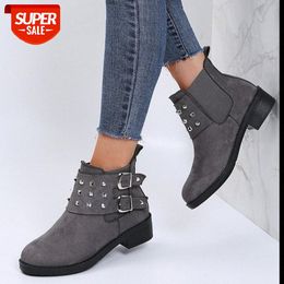 Boots Suede Square Head Metal Decorative Side Zipper Rivet Boots Suede Square Head Metal Decorative Side Zipper Rivet