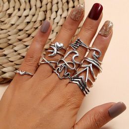 13pcs chic cristal bleu tortue Doigt Anneaux Knuckle Midi Ring Sets Boho Jewelry 