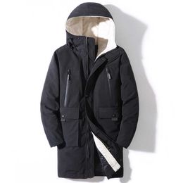 YUNY Mens Hood Thicken Slim-Fit Vogue Brumal Solid Zipper Parka Jacket Black 3XL 