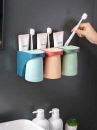 Cabilock Portavasos doble Vintage montado en la pared Cobre antiguo Cepillo de dientes elegante Estante para vasos Vasos de cerámica Soportes para el baño del hogar Hotel