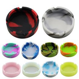 Silicone Glowing Round Ashtray Heat Resistant Portable CAMO Containe uk hot UK# 