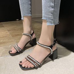 Size 31-48 Retro Women High Heel Sandals Ankle Strap Pointed Toe Thick Heel Sandals Summer Vintage Shoes Womens Footwear Size 31-48 Retro Women High Heel Sandals Ankle Strap Pointed Toe Thick Heel Sandals Summer Vintage Shoes Womens Footwear