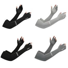 uv protection fabrics Australia - Elbow & Knee Pads 1 Pair Ice Fabric Arm Sleeves For Summer Sports UV Protection Running Cycling Driving Half Finger Long Gloves Hand Protect