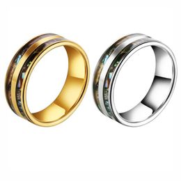 Band Multicolor Finger Paar Titan Ring Rostfreier Stahl Muschel Abalone