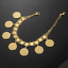 Turkey Coin Bracklet for Women Gold Color Arab Bangle Jewelry Coins Turks Chains Gifts 