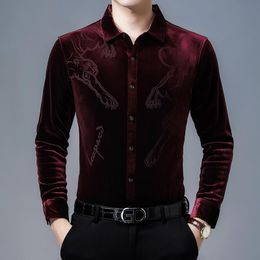 Fubotevic Mens Warm Thicken with Velvet Cotton Fashion Long Sleeve Button Down Blouse Shirt Tops 