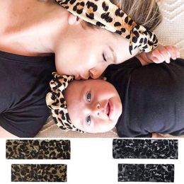 Headwear Stretch Soft Leopard Print Head Wrap Baby Girls Headband Sequin Bow