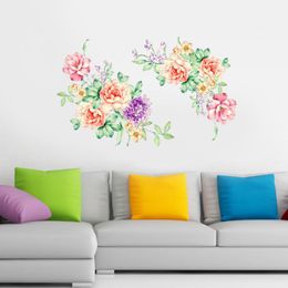 Colorful Flowers 3D Wall Stickers Beautiful Peony Fridge Wardrobe Decoration 