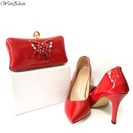 red heels and matching bolsa