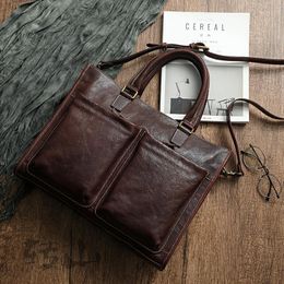 Bolso ficticio con cierre exterior rector mcl en vintage-estilo en real-cuero marrón