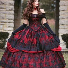 red and black wedding gown