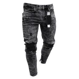 Moda Streetwear Jeans para hombre Vintage azul gris Color Skinny destruido  rasgado Jeans rotos Punk pantalones Homme Hip Hop Jeans para hombre|Pantalones  vaqueros| - AliExpress