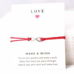 make bracelets cord UK - Charm Bracelets Forever Love Infinity Bracelet For Lovers Red Cord Couple Women Men's Make A Wish Jewelry Gift