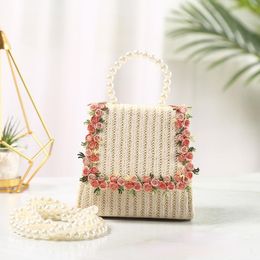 2Pcs Kids Girls Small Mini Straw Handbag Crossbody Bag Tote Basket Flowers Purse 2Pcs Kids Girls Small Mini Straw Handbag Crossbody Bag Tote Basket Flowers Purse