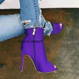 purple peep toe booties